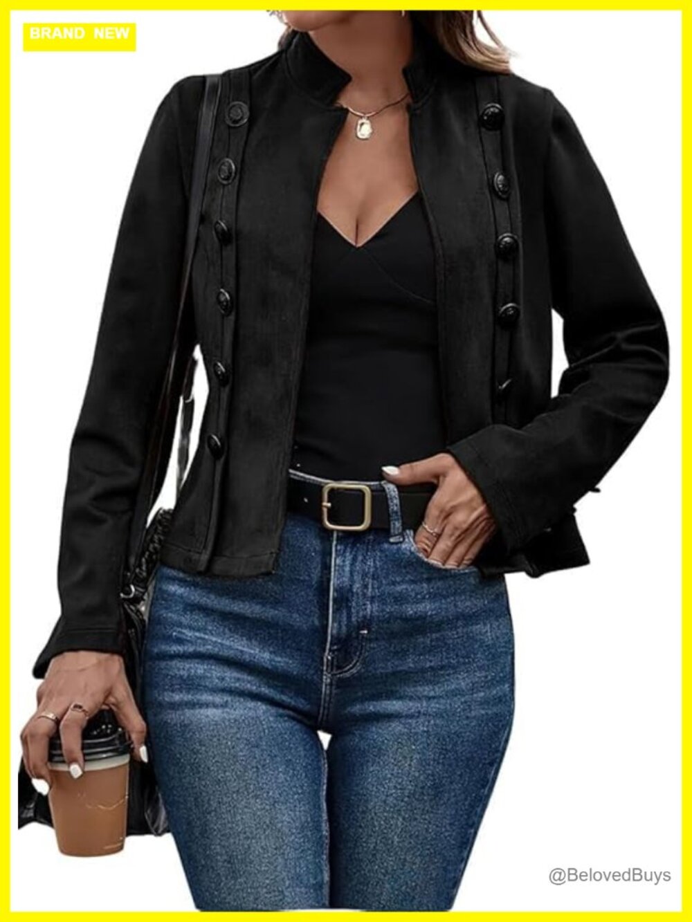 Women's Faux Suede Leather Jacket Long Sleeve Blazer Coat Fall Outfits